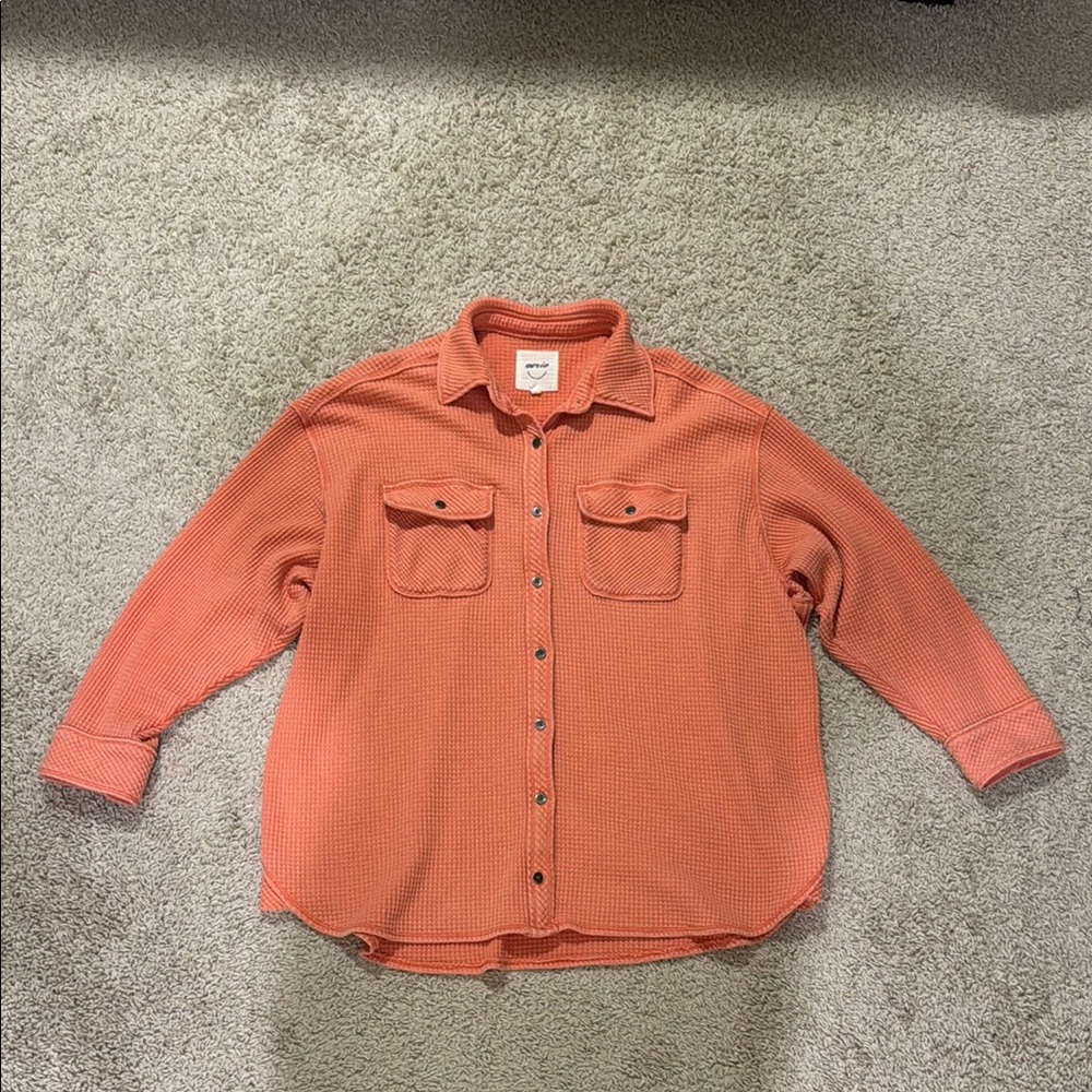Aerie Lumberjane Waffle Shirt Orange